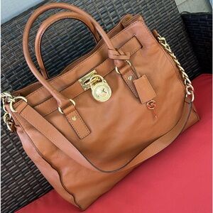 🛍️💫MICHAEL KORS Hamilton Pebbled Leather Tote HandBag Shoulder Satchel🔥🛍️🛍️